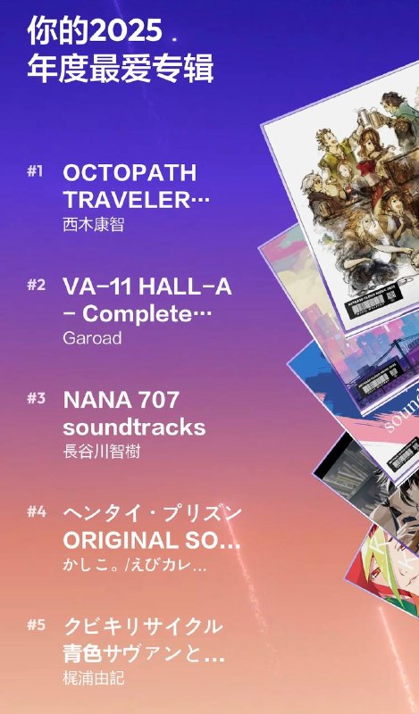 网易云音乐的总结也出来了，看得出来，今年没有看两部新番网易云音乐的总结也出来了，看得出来，今年没有看两部新番