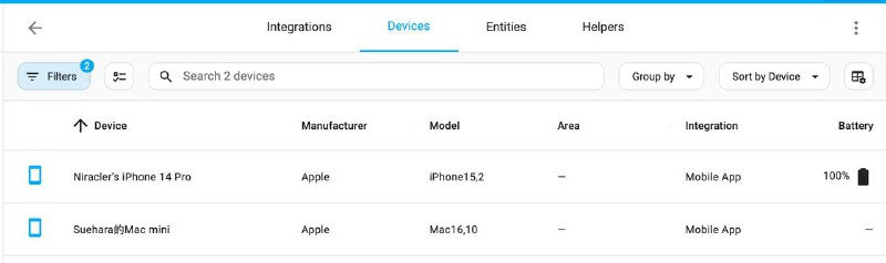 在 Home Assistant 中，电脑/手机启用 APP 的时候，也会将电脑/手机看作是一台设备，然后监控各种设备状态